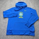 Brazil National Team Soccer Nike Hoodie Sweatshirt Blue Men L Blue Cbf Authentic