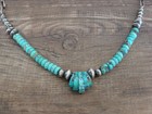 Native American Sterling Silver Turquoise   Navajo Pearl Link Necklace - John