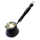 Bcs 12 Oz Copper Turkish Greek Arabic Coffee Pot Black Hammered Wood Handle