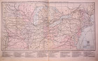 Antique 1881   Principal Railroad Map Of Central   Northeastern United States