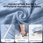 Gray Blue Trim Baby Hooded Bath Towel 100  Muslin Cotton 32x32 Inch 2 Pcs
