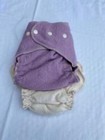 Loveybums Medium Lio Lavender Wool Crepe Cover   Snap-in Organic Diaper  