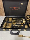 Gold Plated Flatware Set Sbs Solingen Germany 12  Serving Case Inside  Worn Case