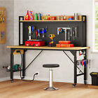 59  L Heavy-duty Adjustable Workbench With Pegboard   Power Outlets Work Bench