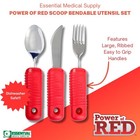 Essential Medical Supply Power Red Adaptive Large Handle Utensil Set Bendable