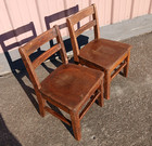 Pair Of Antique Oak Childrens School Chairs