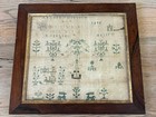 Antique 1806 Sampler Flowers Animals   More Framed Art Free Shipping