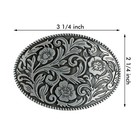 Vintage Style Floral Belt Buckle Western Cowgirl Engraved Silver Oval Rope Edge