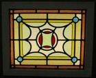 Victorian Old English Leaded Stained Glass Window Colorful Geo 19 5  X 16 25 