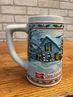 Vintage Miller High Life Ceramic Christmas Beer Stein Mug 1984 Horse   Sleigh Wi