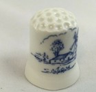 Vintage Delft Blue Sewing Thimble Porcelain Windmill Scence