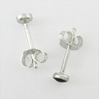 4mm Black  button  Post Earrings In Solid 925 Sterling Silver - New 