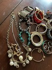 Vintage Costume Jewelry Mixed Lot - Earrings  Pins  Bracelet  Necklaces