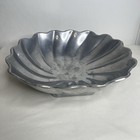 Vintage Wilton Armetale Eddy Pewter Serving Bowl 11   Footed Swirled Scalloped
