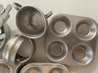 Vintage Lot Aluminum Child s Kitchen Play Set Baking Pans Cups Flatware