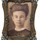 Vintage Picture Photo Frame Brown Enamel Rhinestone Ornate Victorian Portrait
