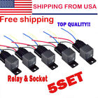 5 Pack 12v 30 40 Amp 4-pin Spst Automotive Relay With Wires   Harness Socket Set