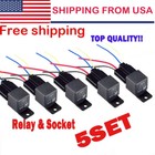 5 Pack 12v 30 40 Amp 5-pin Spst Automotive Relay With Wires Harness Socket Set