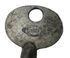 Antique Vtg Corbin Lock Co Barrel Double Cut Side Skeleton Padlock Trunk Key P63
