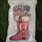 Vtg 3 Soldier W  Drum  Musical Instruments Red Stocking Diecut Wooden Ornament  