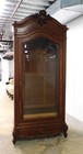 Antique French Louis Xv Style Glass Door Walnut Display Cabinet armoire