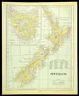 Ca1890 Antique New Zealand Map Wall Art Tasmania Old Original Wellington Vintage