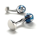 Spinning Globe Cufflinks Earth World Blue Enamel With Silver Trim Europe Cuff