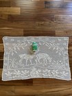 Large Mary Card Woodland Deer Filet Crochet Table Runner Ecru 25    38   