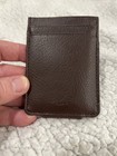 Men s Hollister Brown Slim Leather Card Holder With Money Clip  Solid Pattern