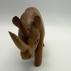 Wood Rhinoceros Sculpture Hand Carved African Wooden Rhino Figure Read
