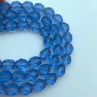 Vintage Steel Blue Translucent Faceted Oval Czech Glass Beads  7x8mm   bcg182 