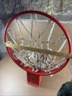 Vintage Red Heavy Duty Metal Basketball Hoop W net   19  Rim Very Good Condition