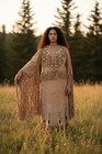Women Native American Western Suede Leather Long Wedding Dress Powwow Regalia