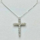 1 00 Ct Round Cut Diamond Cross Pendant W 18  Free Chain 14k White Gold Finish