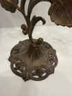 Antique Pair Art Nouveau Brass 3 Light Floral Vine Candelabra Candle Holders