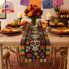 Dia De Los Muertos Decorations - Sugar Skull Day Of The Dead Table Runner