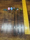 Vtg Lot Of 6 Hand Blown Glass Cocktail Swizzle Sticks Drink Stirs