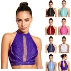 Womens Dancewear Figure Skating Crop Top Party Tank Top Practise Lyrical Dance