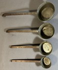 Antique 19thc Primitive Copper Tin-lined Nesting Measuring Cups Iron Handles Set