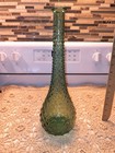 Mid Century Italian Green Glass Hobnail 15 5  Decanter Bottle- Empoli Art Glass