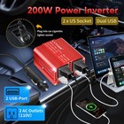 200w Car Power Inverter Dc 12v To 110v 120v Ac Converter With 2 Ac   2 Usb-a Red