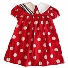 Vintage Kate Greenaway Girl   s Polka Dot Dress W  Bib Collar Size 6 Apple Accent