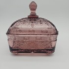Indiana Glass Tiara Honey Bee Hive Box Amethyst Aubergine Purple Plum Candy Dish