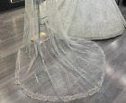 Bridal Veil Mantilla Beaded Rhinestones And Beads Pearl Free Ship