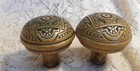 2 Antique Victorian Brass Door Knob Eastlake  Pattern 19th Century  8