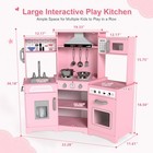 Pink Kids Pretend Play Corner Kitchen Set Wooden Toy W lights sound Toddler Gift