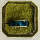 Blue Enamel And Silver-tone Stainless Steel Wedding  8mm Band Ring Size 12