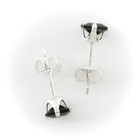 4mm Square Cz Onyx Black Post Stud Earrings In Solid Sterling Silver - New 
