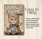 Orange Tabby Cat Coffee Bar Sign Ginger Decor Wall Art Funny Kitchen Metal Tin