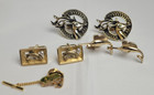 Vintage Swank   Shields Cufflinks Tie Tack Lot Deer Marlin Bass Fish Lot Jewelry